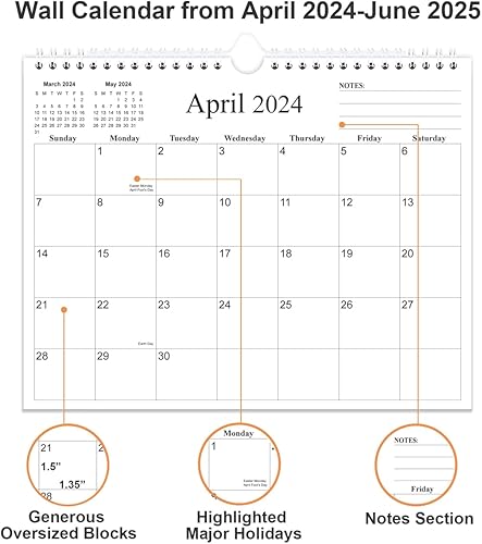 Miniatura 2 de Calendario de pared 2023 2024, calendario 2023-2024 de noviembre de 2023 a diciembre de 2024, calendario de 14 meses con papel de primera calidad,