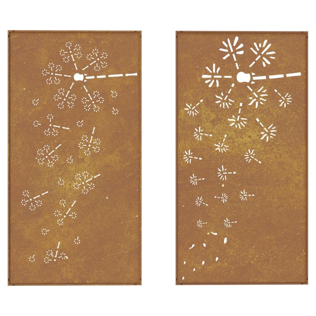 vidaXL 2-tlg. Garten-Wanddeko 105x55 cm Cortenstahl Blumen-Design