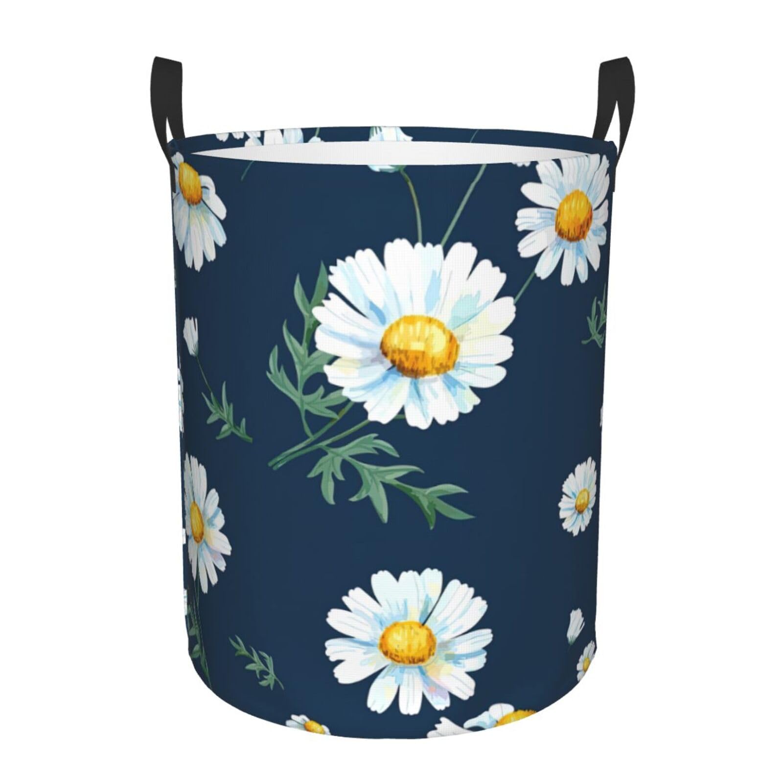 M Collapsible Round daisy' Print Laundry Hamper