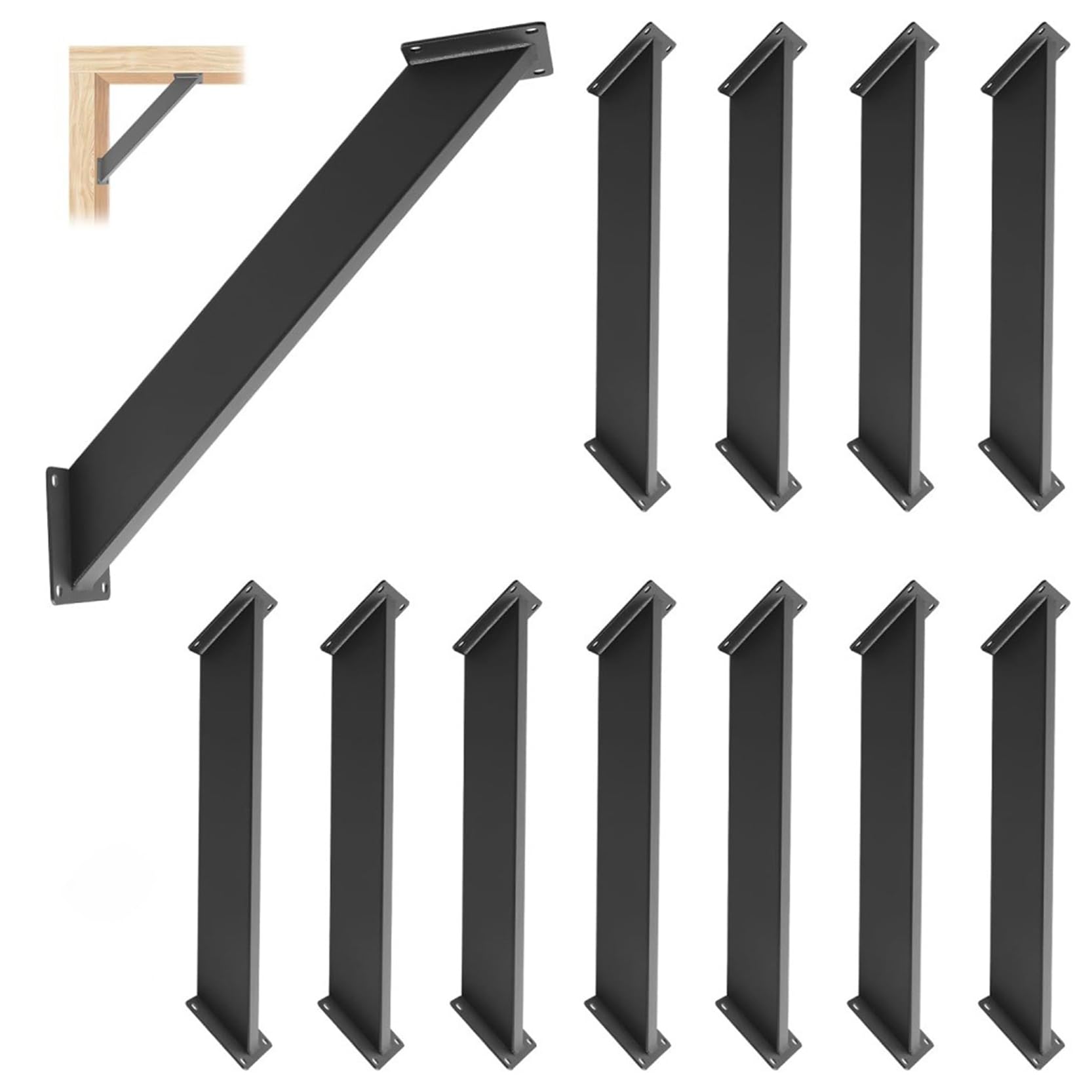 Équerres de Renfort Robustes à 45 degrés avec vis - Lot de 12 équerres de Renfort en métal Noir adaptées aux Structures en Bois, gazebos, cabanes dans Les Arbres, patios et chalets.