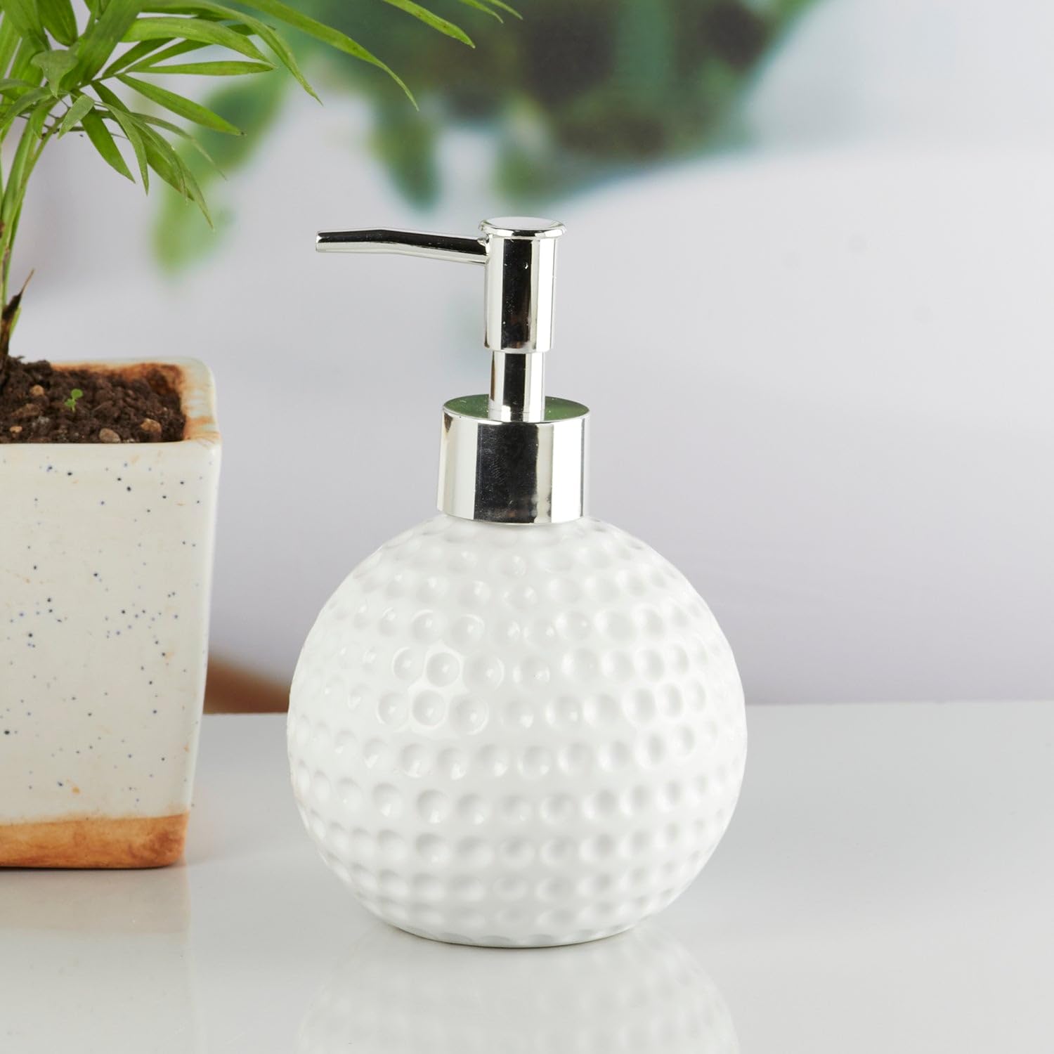 SaSaSa Ceramic Soap Dispenser for Bathroom handwash, refillable Pump Bottle for Kitchen Hand wash Basin, Set of 1, Grey (8051) 2