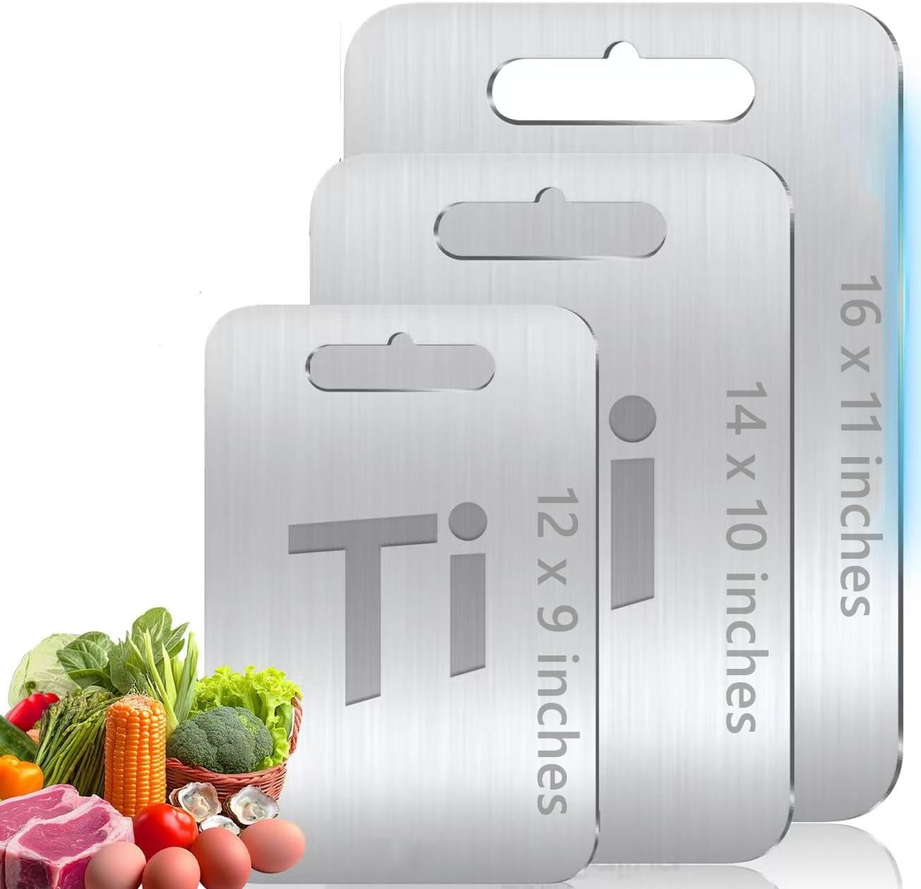 GNEL Titanium Cutting Board For Kitchen, Titanium Cutting Boards Set of 3, Food Grade Quality, Easy To Clean And Will Not Absorb Odors, Chopping board For Kitchen Or Outdoor, Dishwaser Safe