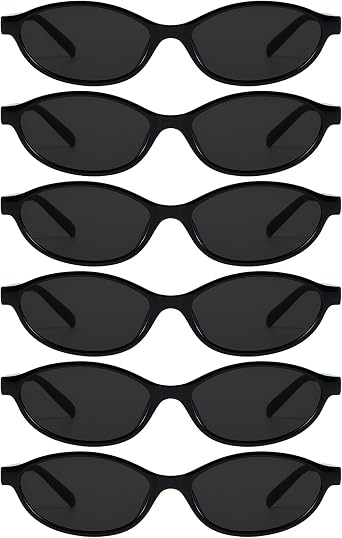 SUNOVELTIES 6 حزمة الرجعية النظارات الشمسية البيضاوية للنساء/رجال شيك القط العين 90 s Sunnies خفيفة الوزن ظلال ضيقة Y2k نظارات