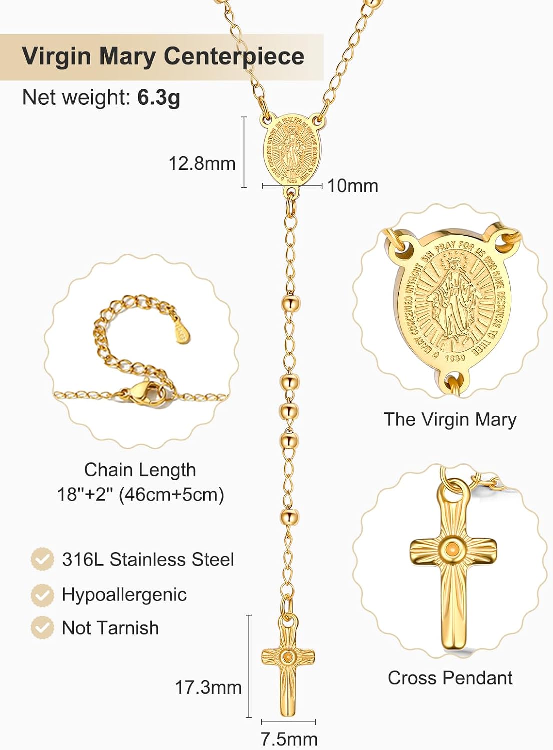 Supcare Rosary for Men Women Catholic Necklace Rosary Beads,Customized (with Gift Packing)