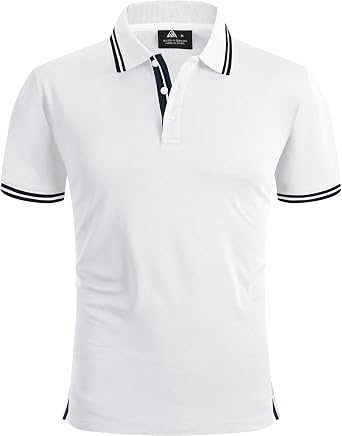 V VALANCH Mens Polo Shirts Short Sleeve Moisture Wicking Casual Athletic Golf Tennis Collared Shirts