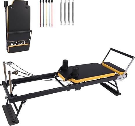 Pilates Reformer,Foldable Pilates Machine & Equipment for Home Use and Gym Workout, Suitable for Advanced and Beginners Users, Up to 250 Lbs Weight Capacity