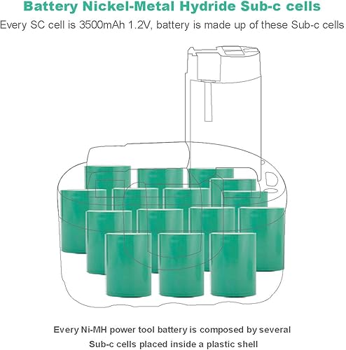 Miniatura 7 de CREABEST Batería de repuesto Ni-MH de 18V 3.5Ah para Bosch BAT181 BAT180 BAT025 BAT026 BAT160 BAT189 33618 52318 3860K 2607335265 2607335266