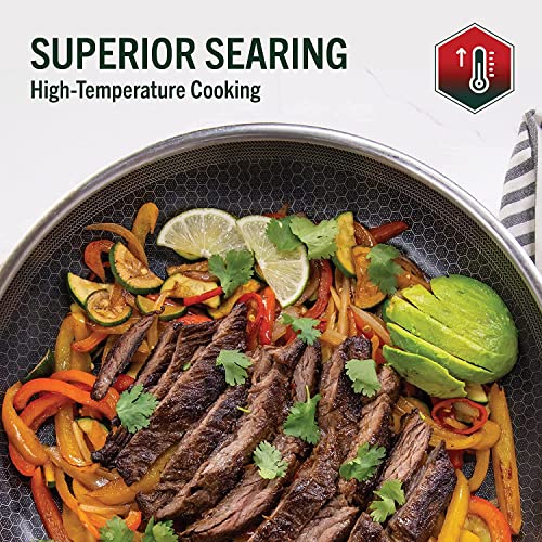 Hexclad 6 Piece Hybrid Stainless Steel Cookware Pan Set 8", 10", 12" With Glass Lids, Stay Cool Handle, Non-Stick Pfoa Free, Dishwasher, Oven Safe, Works On Induction, Ceramic And Gas Cooktops #TOP2