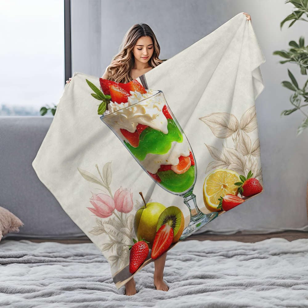 Cendrier en flanelle imprimé citron pomme et couverture lit