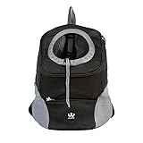 wuffie pet Carrier Backpack for Small, Medium and Large Dogs, Adjustable Breathable Oxford Fabric with mesh Window and Safety Belt (Black, Medium)