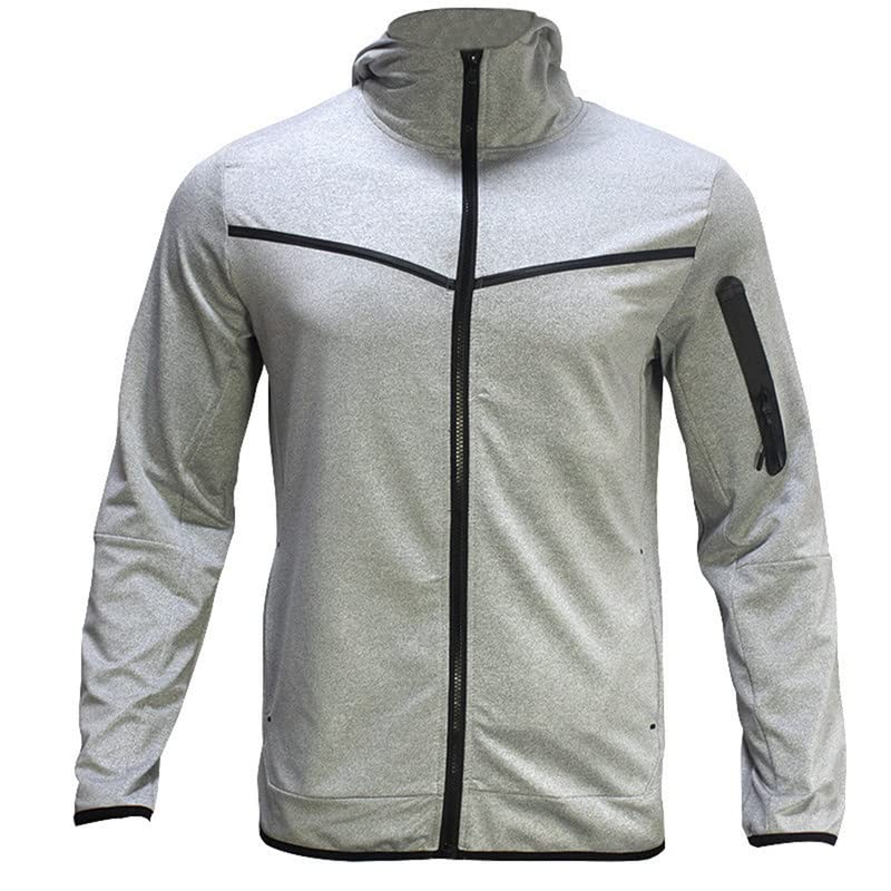 Tuta da uomo 2 pezzi Full Zip con cappuccio tuta atletica casual sport jogging set per gli uomini, Grigio, XL