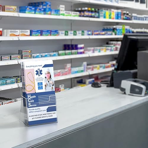 Vista 6 de Marketing Holders Soporte para folletos de 4.25 pulgadas, contenedor triple para mostrador, literatura, catálogo, soporte para menú, folletos