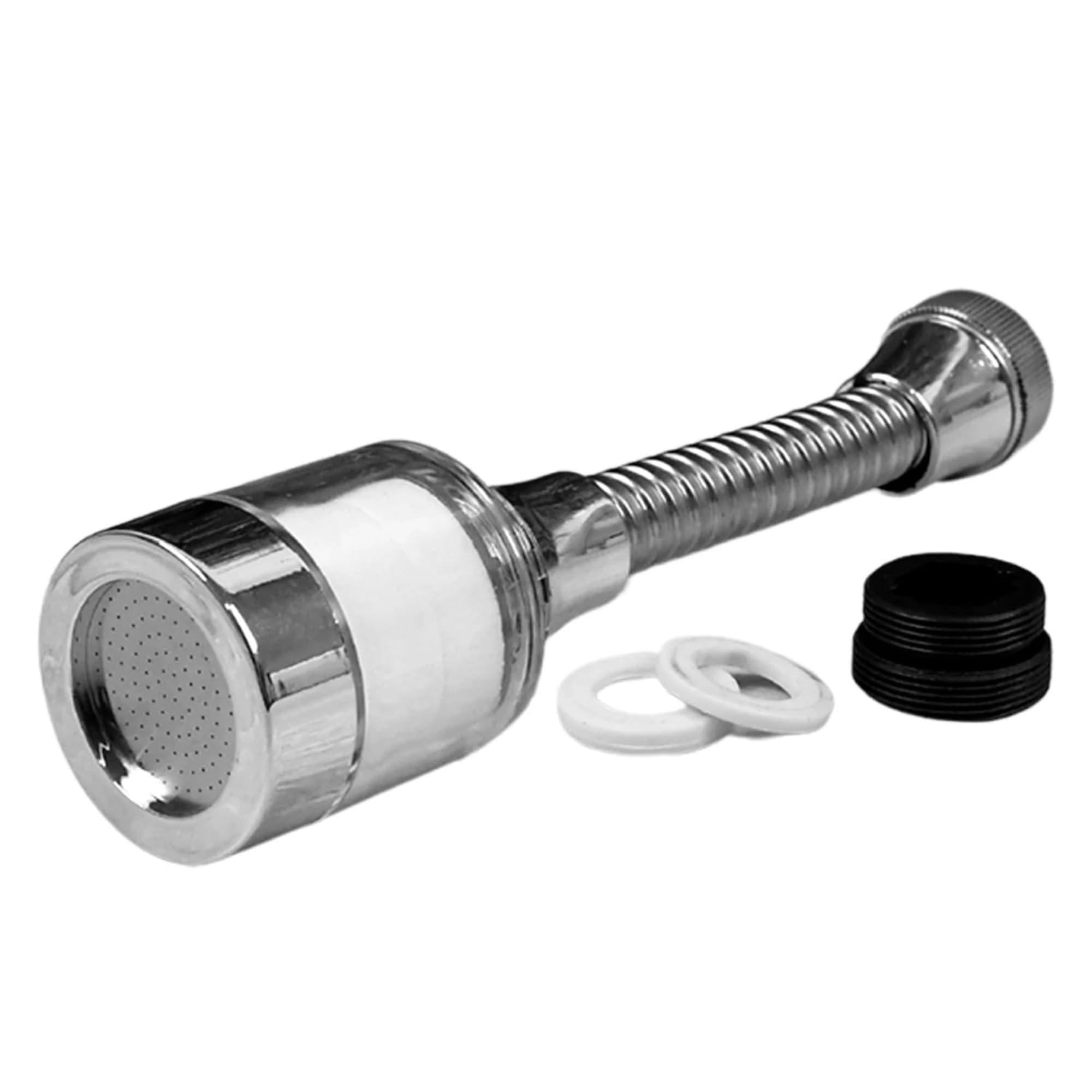Flexible Kitchen Sink Tap Extender | 360° Rotating Nozzle Extension | Universal Water Saving Spray Head Attachment for Kitchen & Bathroom Basin (Frosted Silver) (MATTE SILVER)-image-6