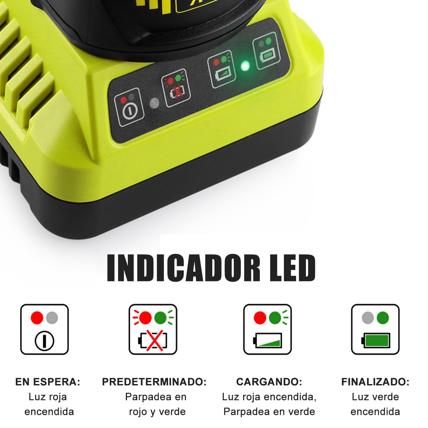 P117 18V Cargador de Repuesto para Ryobi 12V~18V Cargado P118 Compatible con Ryobi Batería One+ P108 P107 P104 P105 P102 P103