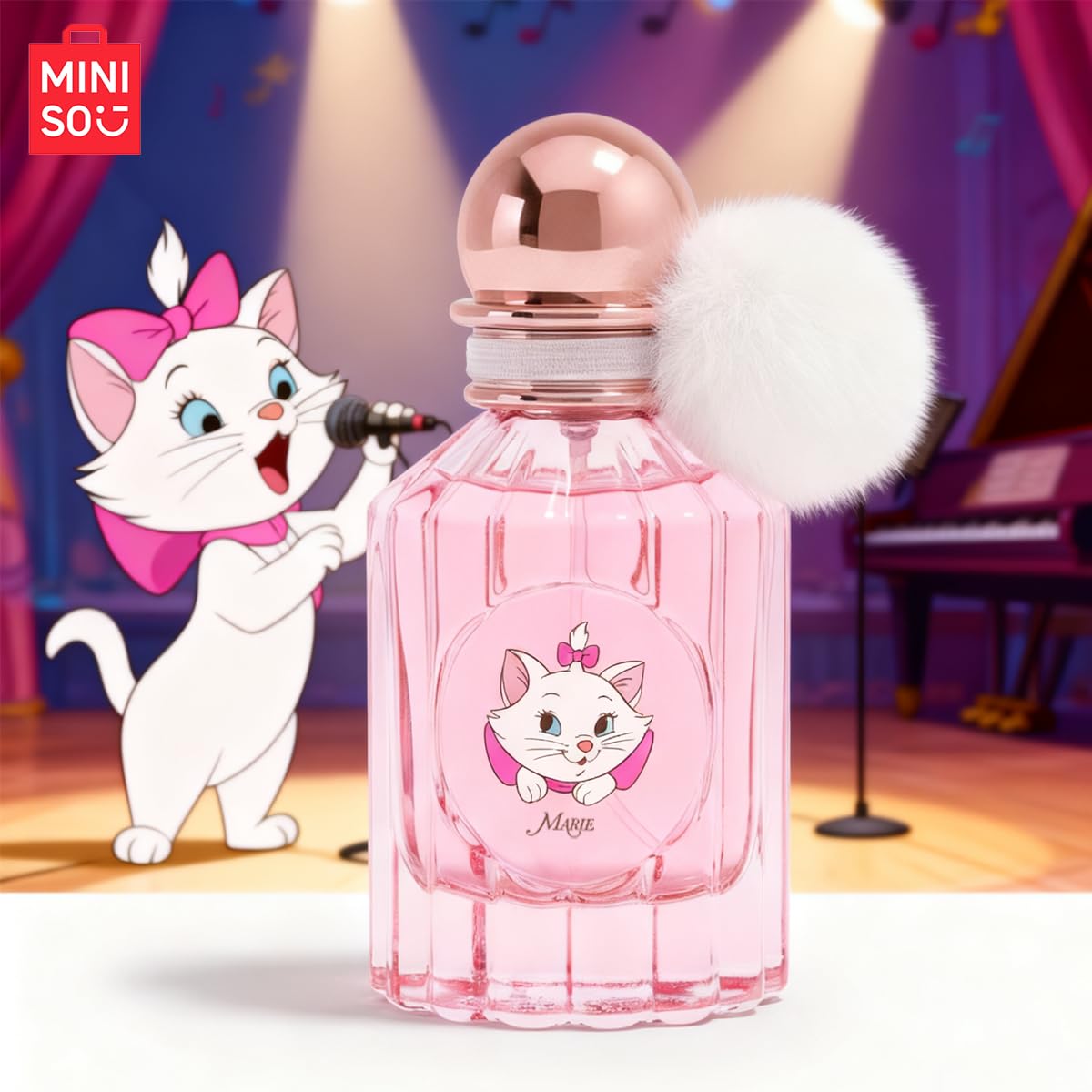 MINISO Disney Marie Eau de Parfum for Women - Sweet Floral & Fruit Scent with Cute Pom Pom, 1.7 Fl Oz