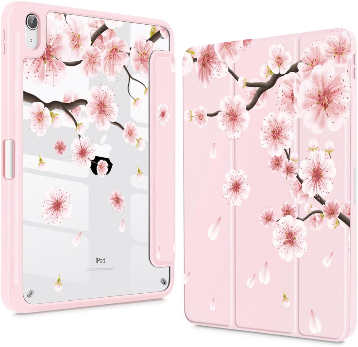 Teryeefi for iPad (A16) 11th Generation Case 11 Inch 2025 Release, for iPad 10th Generation 10.9 Inch 2022, Protective Shell with Pencil Holder, TPU+Crystal Hard Back Cover,Cherry Blossoms