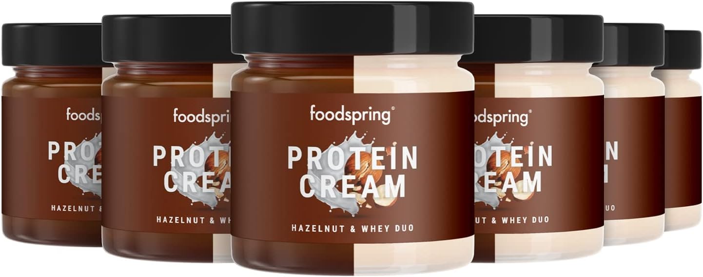 foodspring Protein Cream Duo, 6 x 200g, Hazelnut & Whey, 2x more flavour with 85% less sugar