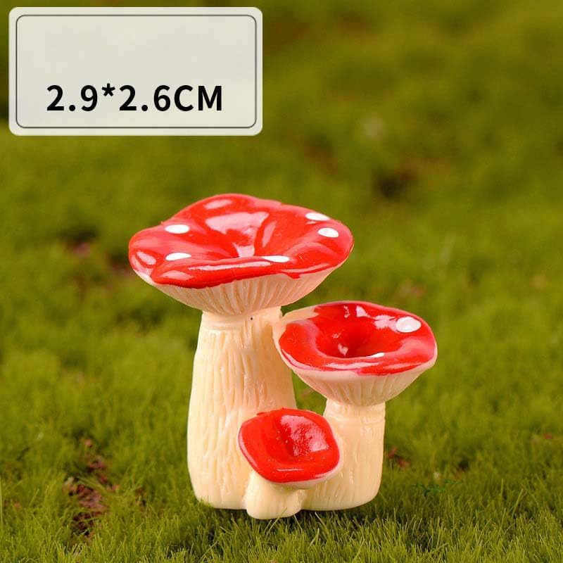 Mini Mushroom Garden Miniatures, Fairy Garden Accessories Outdoor, Resin Mushroom House Figures Fake Pond Lawn Bridge Figurines Terrarium Ornaments
