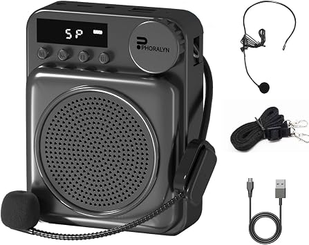 Wireless Voice Amplifier for Teachers, Original Voice Amplifier Wire Microphone with 2 Microphones, Portable Speaker Megaphone for Classroom, Training, Meeting, Instructors, Coaches, Games