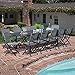 Hanover Naples 13-Piece 12 Folding Sling Chairs Outdoor Dining Set, Gray