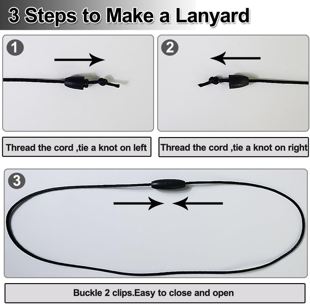 Ewparts Breakaway Clasp with Lanyard String 30 Pairs Safety Break Away Clasps Bead Barrel Connectors with 50m Black Nylon String 2mm Nylon Cord for Bracelets,Necklace,Adults Jewellry Making Craft Kit - Image 9