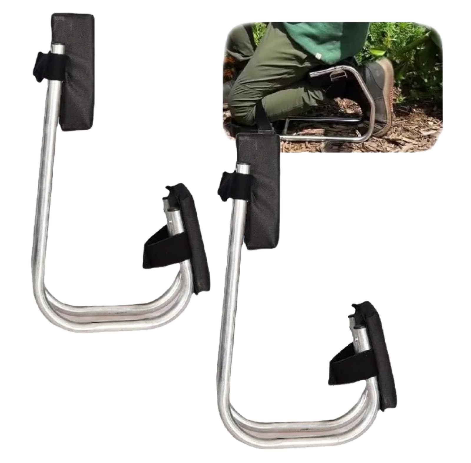 Seduta ergonomica per giardinaggio, ginocchiera con telaio in metallo, protezione ginocchio per artigiani e giardinieri, colore nero