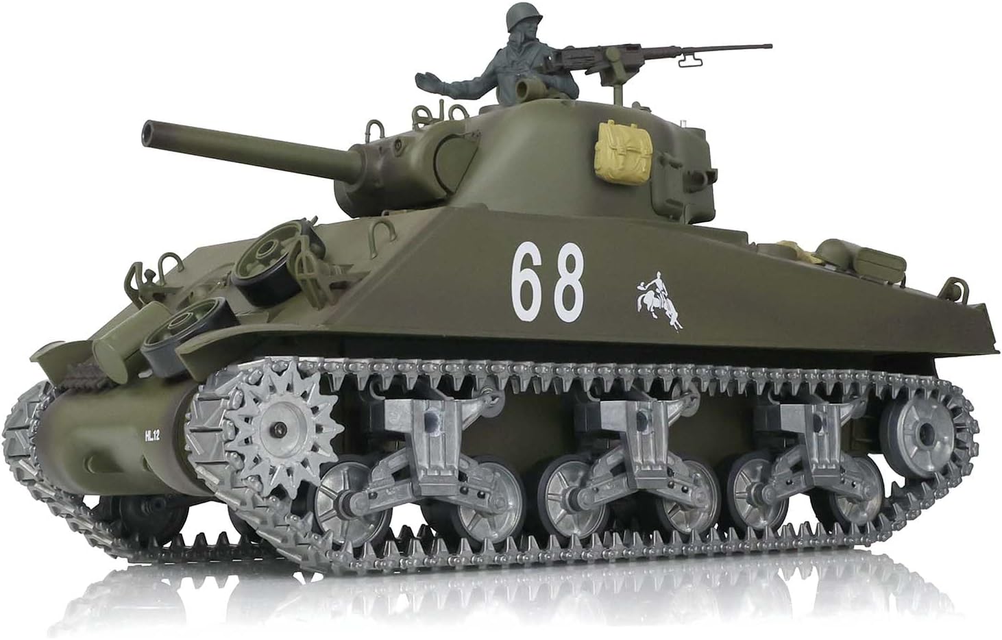 Heng Long US in Stock, 1/16 Customized Pro Version 7.0 M4A3 Sherman RC Tank 3898 Barrel Retractable Idle Smoking 360° Rotating Turret Infrared Combat Lifting Barrel Light Sound BB Shooting