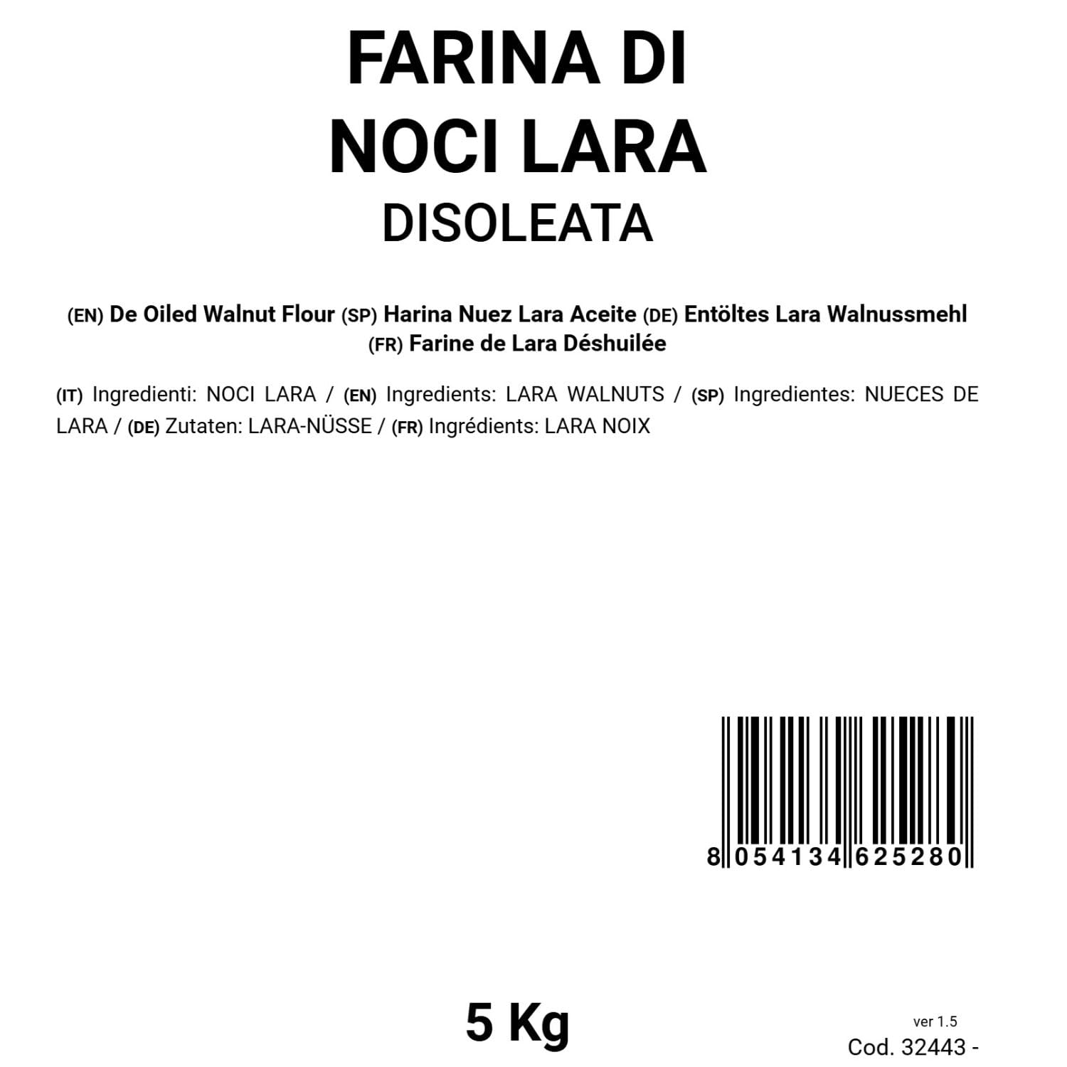 Bongiovanni Bontà Naturali Farina di Noci Lara Disoleata 5kg