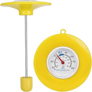 Floating Pool Thermometer - Easy Read, No Battery Needed, IPX6 Waterproof | 304 Stainless Steel Probe | for Pool, Pond, Hot Tub & Bath Water Temperature (Yellow)