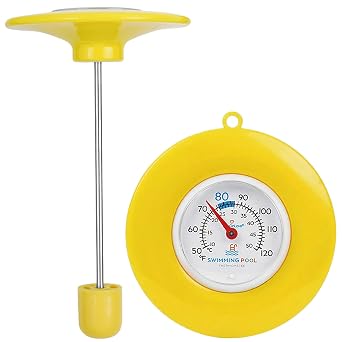 Floating Pool Thermometer - Easy Read, No Battery Needed, IPX6 Waterproof | 304 Stainless Steel Probe | for Pool, Pond, Hot Tub & Bath Water Temperature Yellow