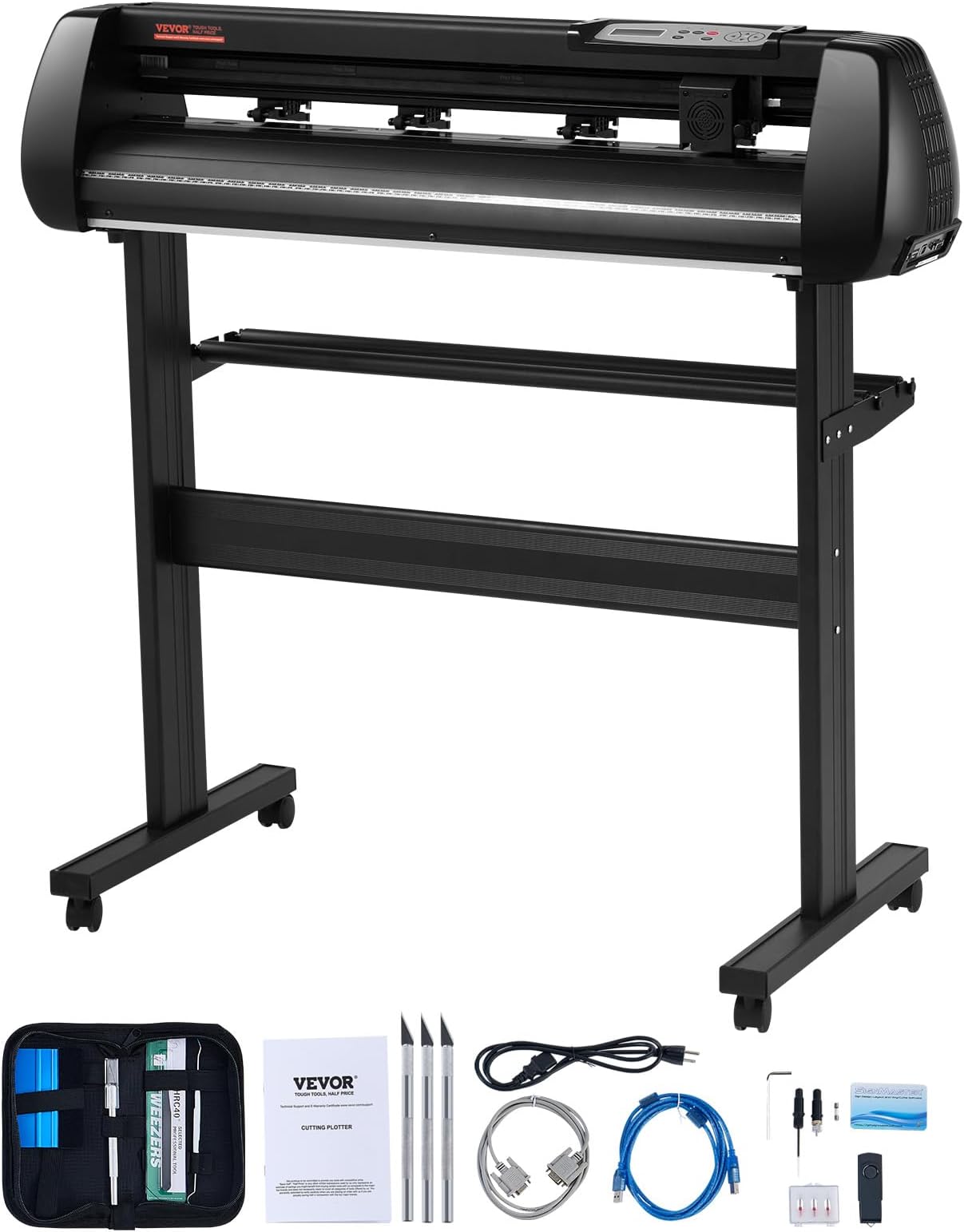 VEVOR 34inches Vinyl Cutter Machine, Bluetooth Cutting Plotter Machine, 400in/10m Accuracy Steel Roller Shaft Adjustable Speed Force, SignMaster Tool Kit for Sign Making Windows & Mobile