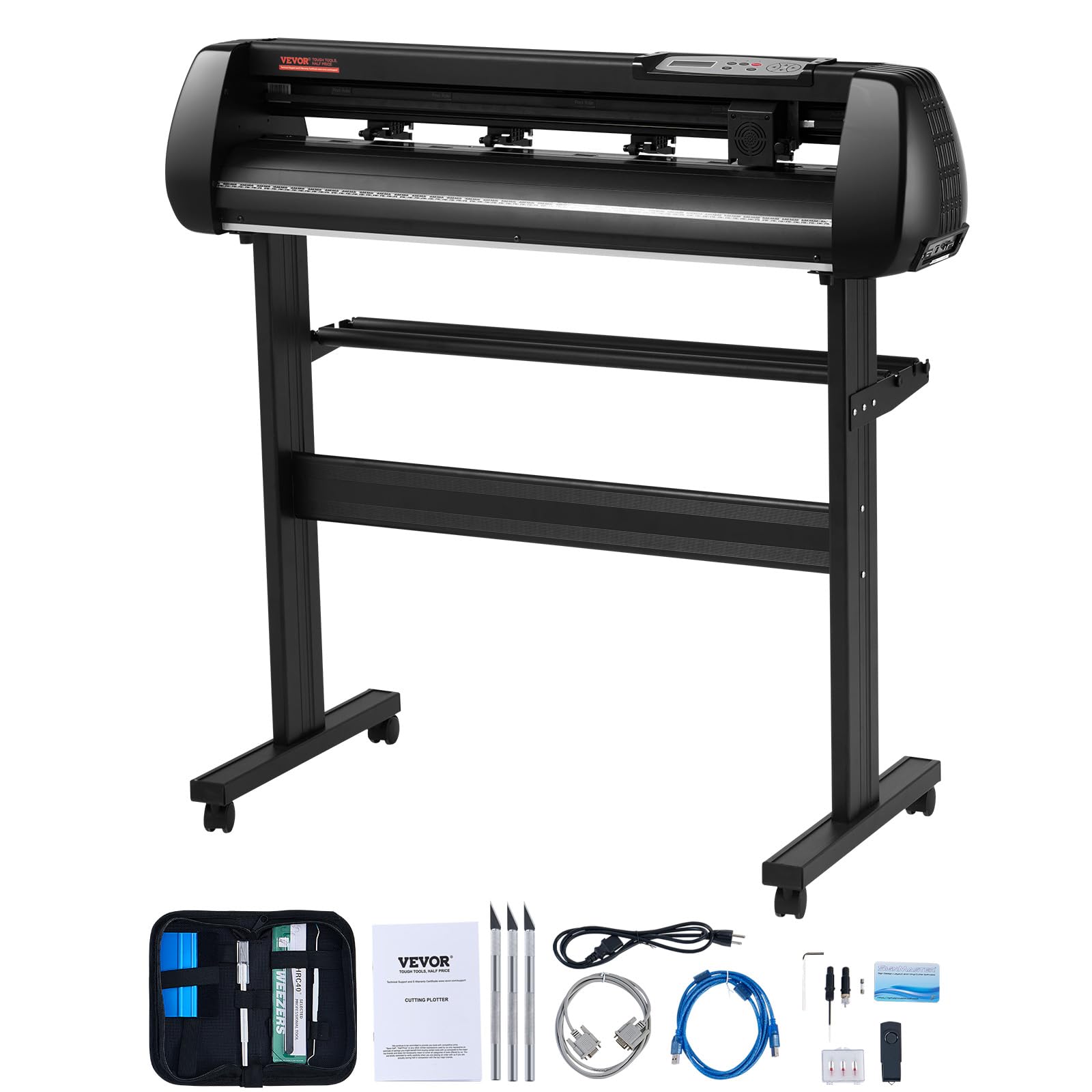 VEVOR 34inches Vinyl Cutter Machine, Bluetooth Cutting Plotter Machine, 400in/10m Accuracy Steel Roller Shaft Adjustable Speed Force, SignMaster Tool Kit for Sign Making Windows & Mobile