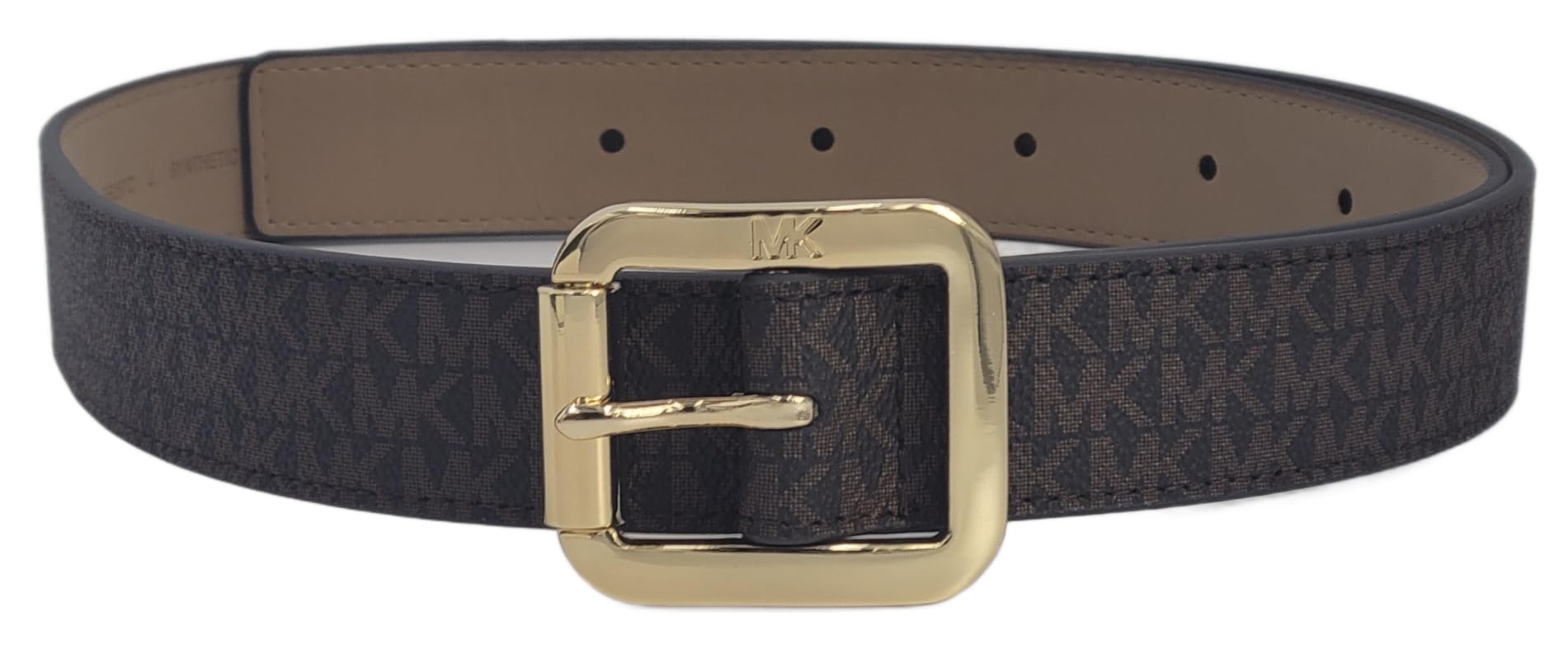 NWT MICHAEL KORS MK Brown/Tan Logo Belt with Goldtone Buckle Style 556267C in XL Michael Kors 556267C Brown With Gold Hardware Logo Design  main image 4