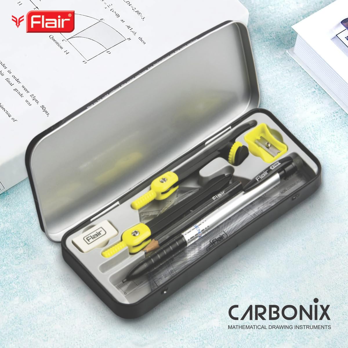 Flair Carbonix Mathematical Drawing Instruments Box | Free 0.7 mm