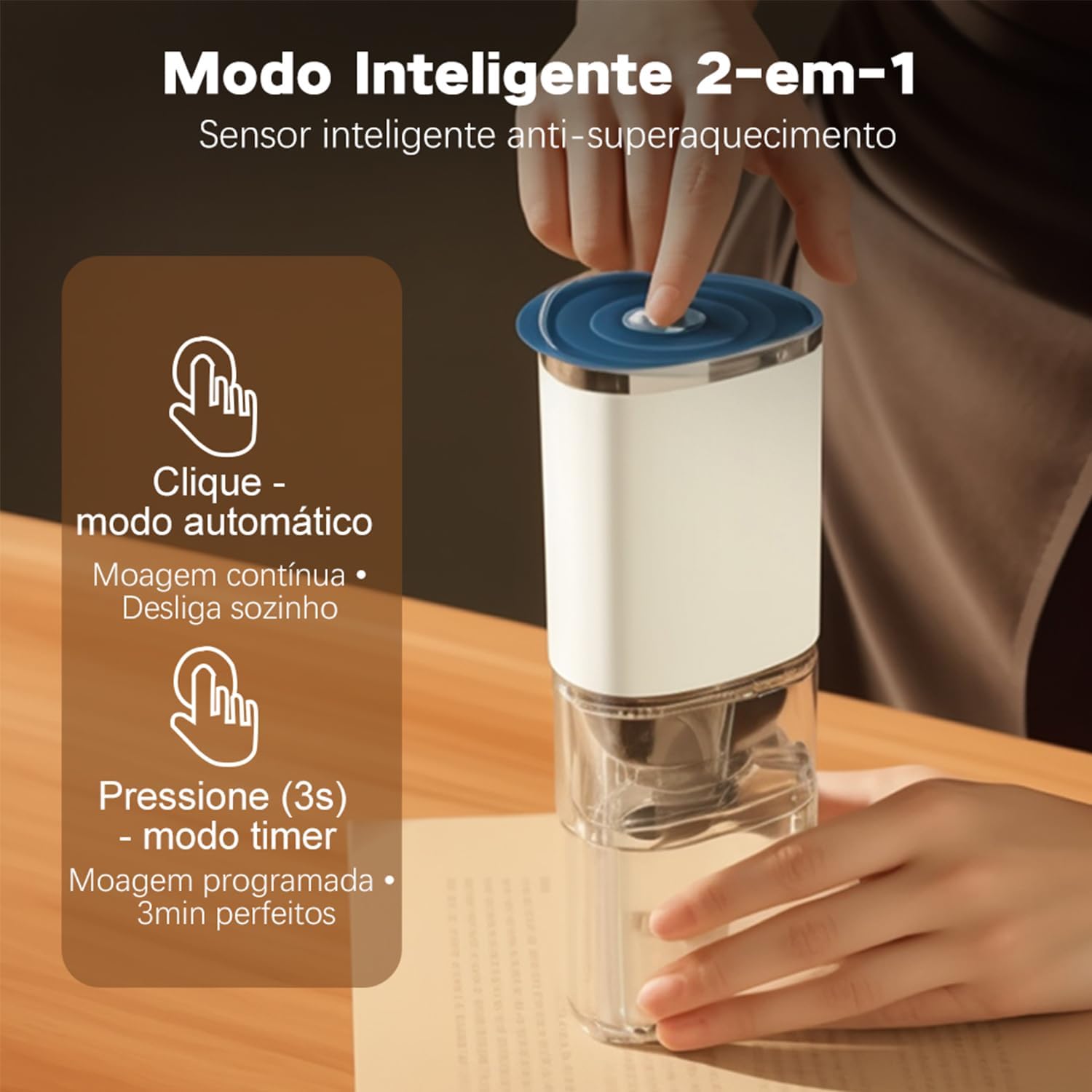 Moedor de Café Elétrico Portátil, Moedor de Grãos com Cerâmica, Ajustável, Sem Fio, Autolimpeza, Baixo Ruído, Tipo-C, para Espresso, Filtro, Prensa Francesa, Inclui Colher e Escova,Branco Moedor de Café Elétrico Portátil, Moedor de Grãos com Cerâmica, Ajustável, Sem Fio, Autolimpeza, Baixo Ruído, Tipo-C, para Espresso, Filtro, Prensa Francesa, Inclui Colher e Escova,Branco