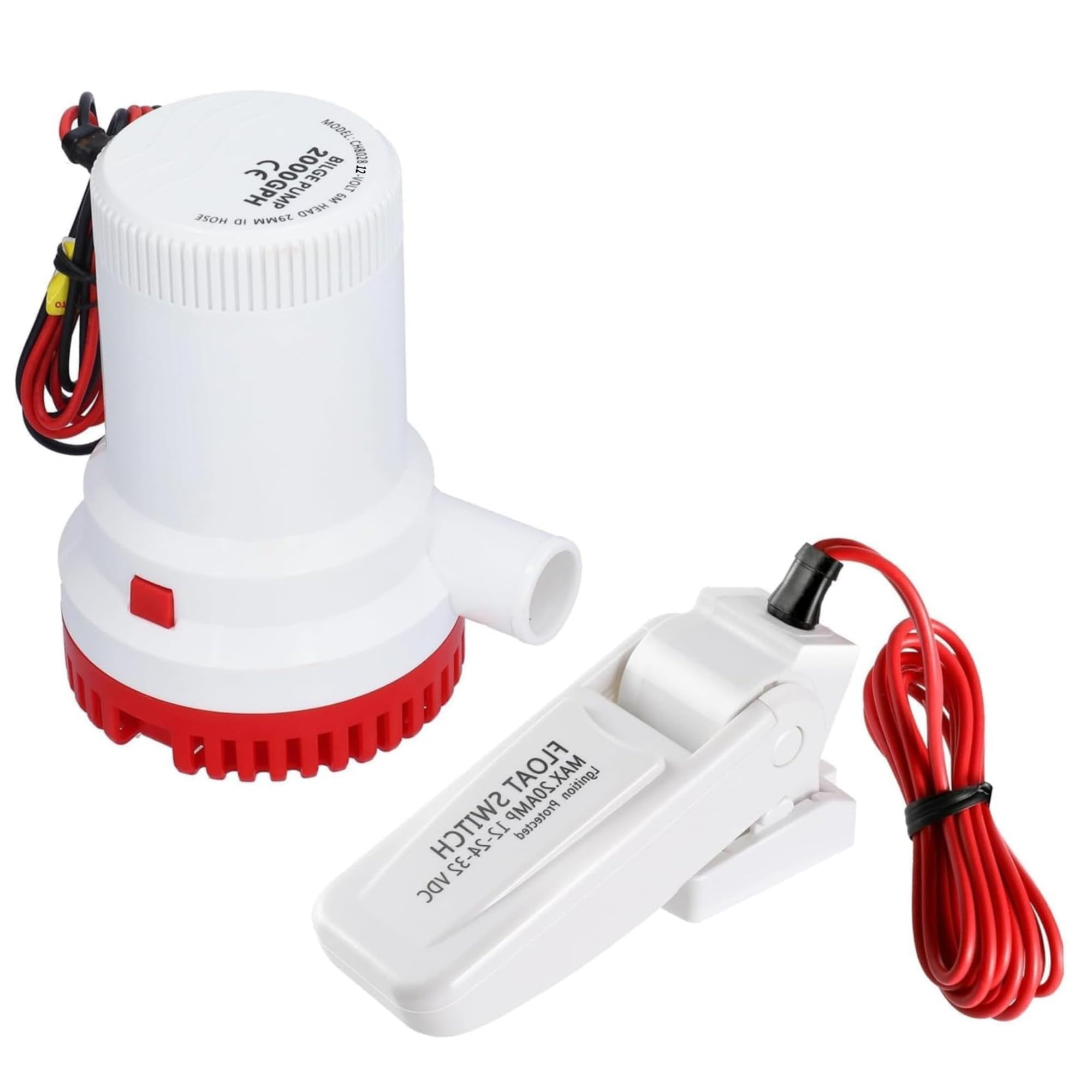 FengyingRise - 2000gph Electric Marine Bilge Pump with Automatic Boat Bilge Pump Float Switch 12V for Boat Areas