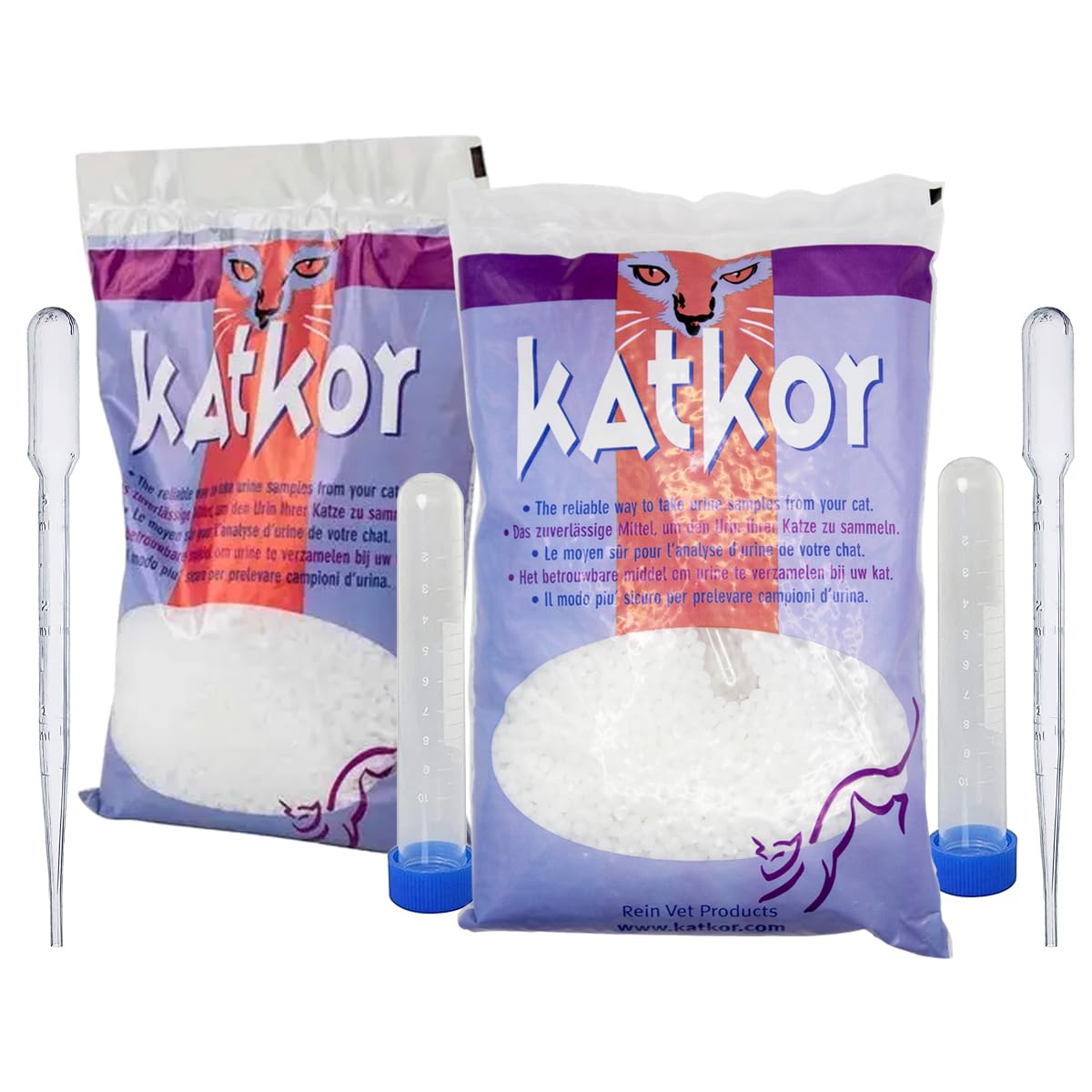 2x KatKor Urine Sampling Kit – Non-Absorbent Cat Litter for Urine Sample Collection with 10ml Graduated Tubes & Secure Caps – Cat Urine Sample Kit for Testing & Diagnosis
