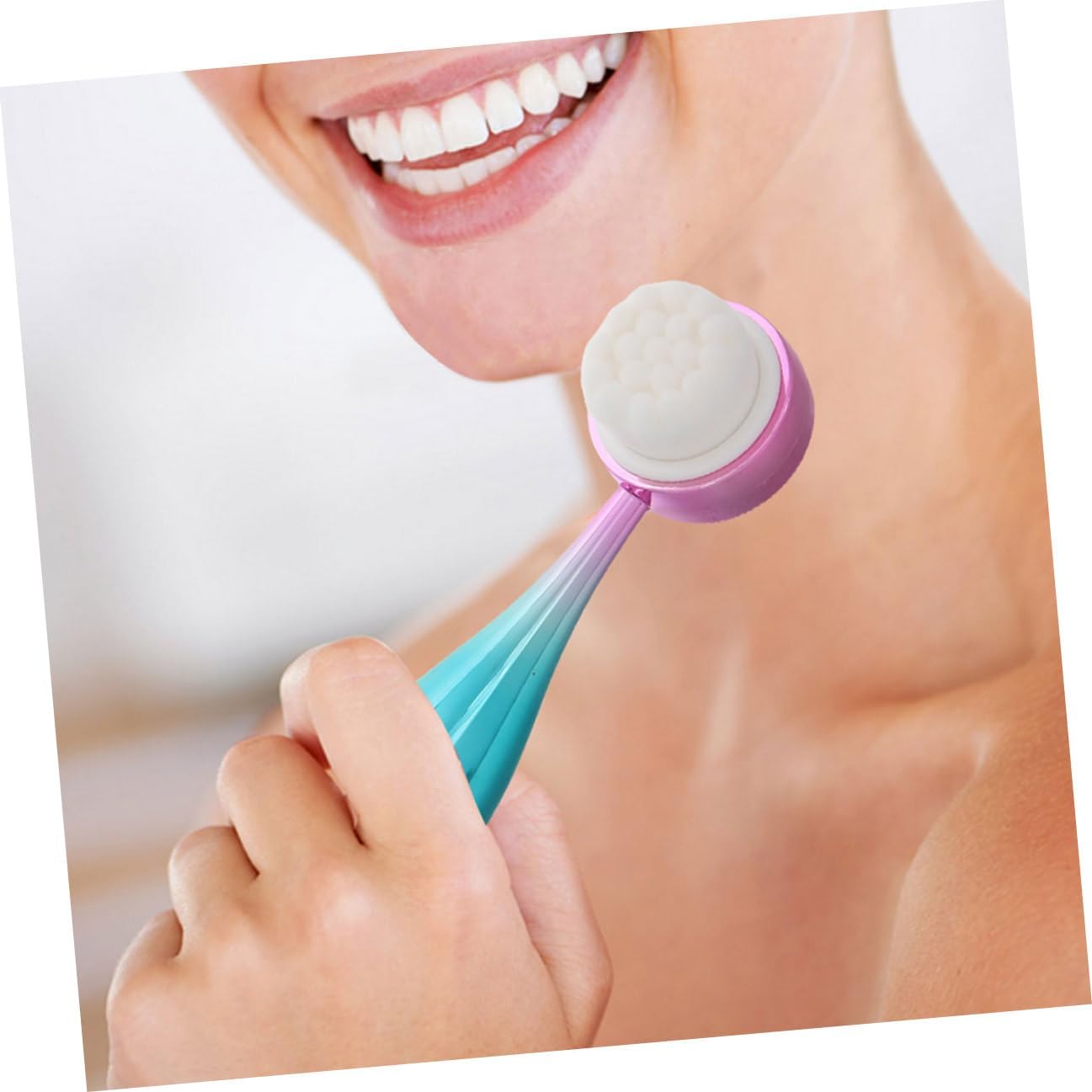 2pcs Silicone Facial Scrubber Dual-Sided Manual Face Cleansing Brush Set for Exfoliating and Blackhead Removal, Green Silicone Skincare Tool for Deep Facial Cleaning