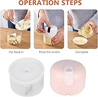 Vista 4 de Mini Food Processor 3 Blades Electric 250ml Usb (Pink)