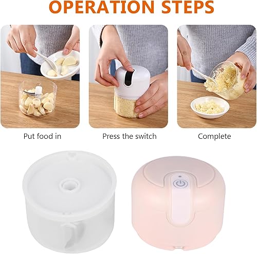 Miniatura 4 de Mini Food Processor 3 Blades Electric 250ml Usb (Pink)