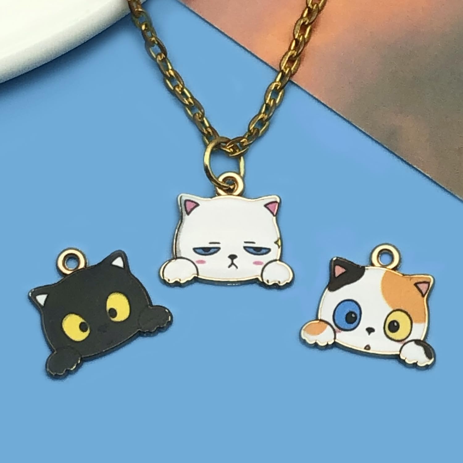 Youdiyla 30pcs Alloy Enamel Printed Flower Cat Series Pendant Jewelry Making DIY Keychain Earrings Pendant Various Design Charms for Jewelry Making Bracelets Necklace (SN935) - Image 5