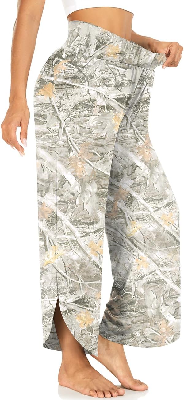 TARSE Women's Wide Leg Yoga Pants Cross High Waist Flowy Split with Pockets image 2