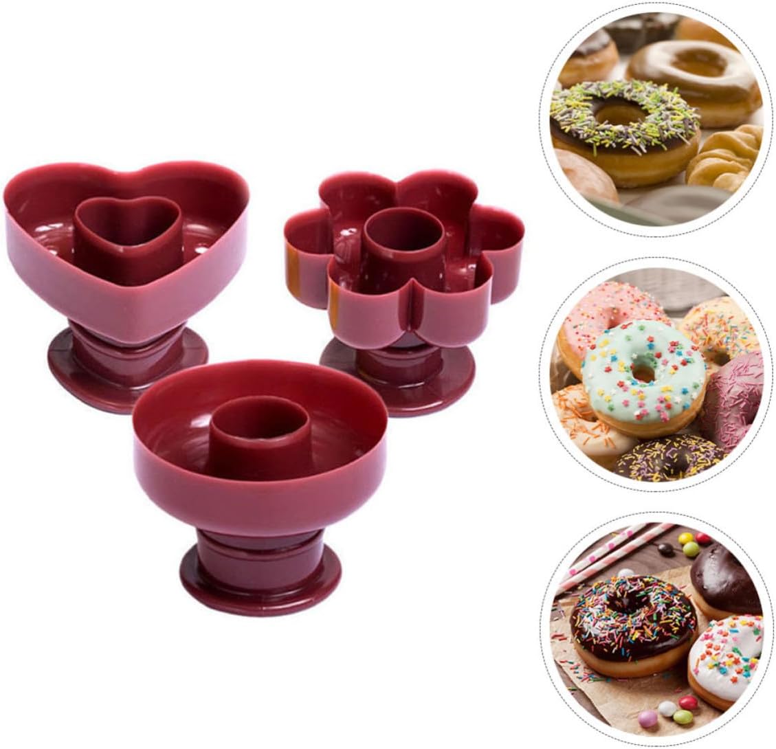 VICASKY 3 Pcs Plastic Donut Mold Set, PP Doughnut Baking Tool for Cake