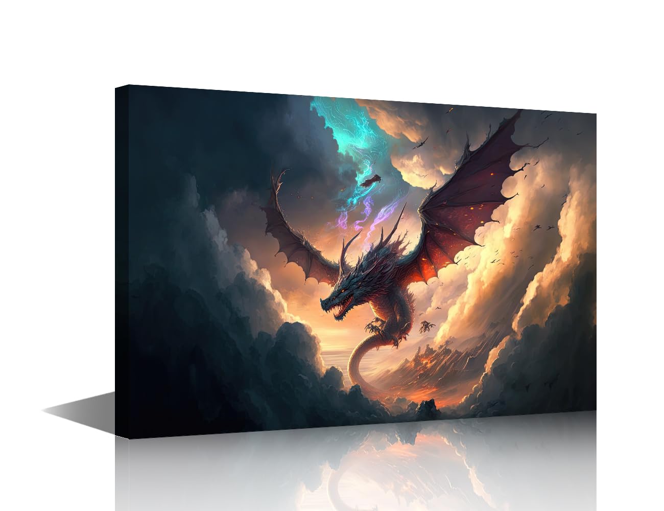 TISHIRON Dragon Canvas Wall Art Dragon Wall Art Modern Art Work for Home Walls Canvas Art Bathroom Decor Modern Home Decor Boys Room Decor Stretched and Framed Ready to Hang, 40x60cm