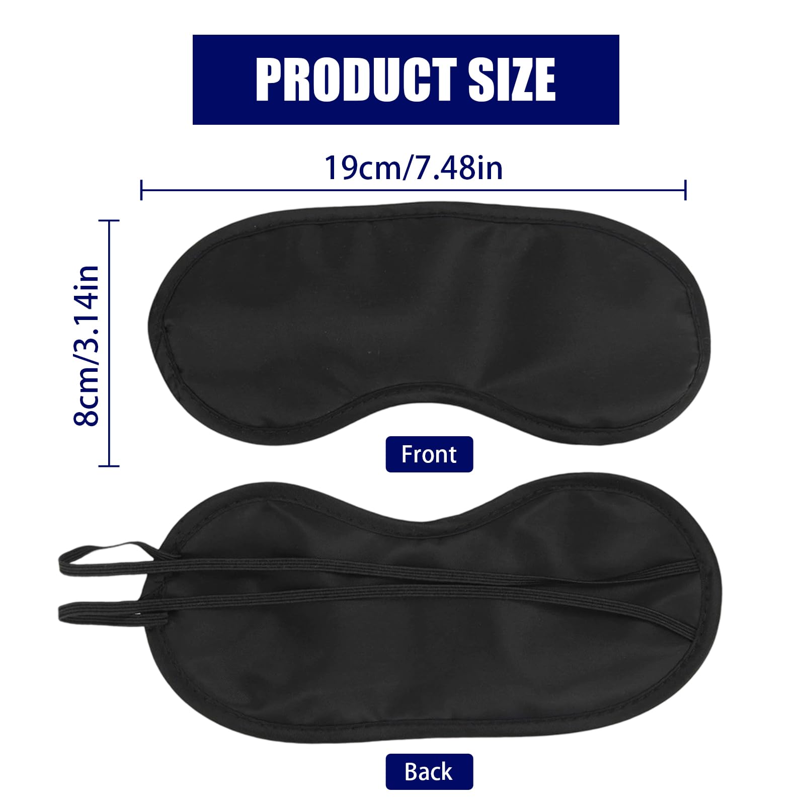 10 Pezzi Maschera per Dormire, Mascherina Oscurante per Gli Occhi per Donna e Uomo, Copri Occhi per Dormire con 2 Elastici, per Viaggi, Pisolini, Sonno Notturno (Nero)