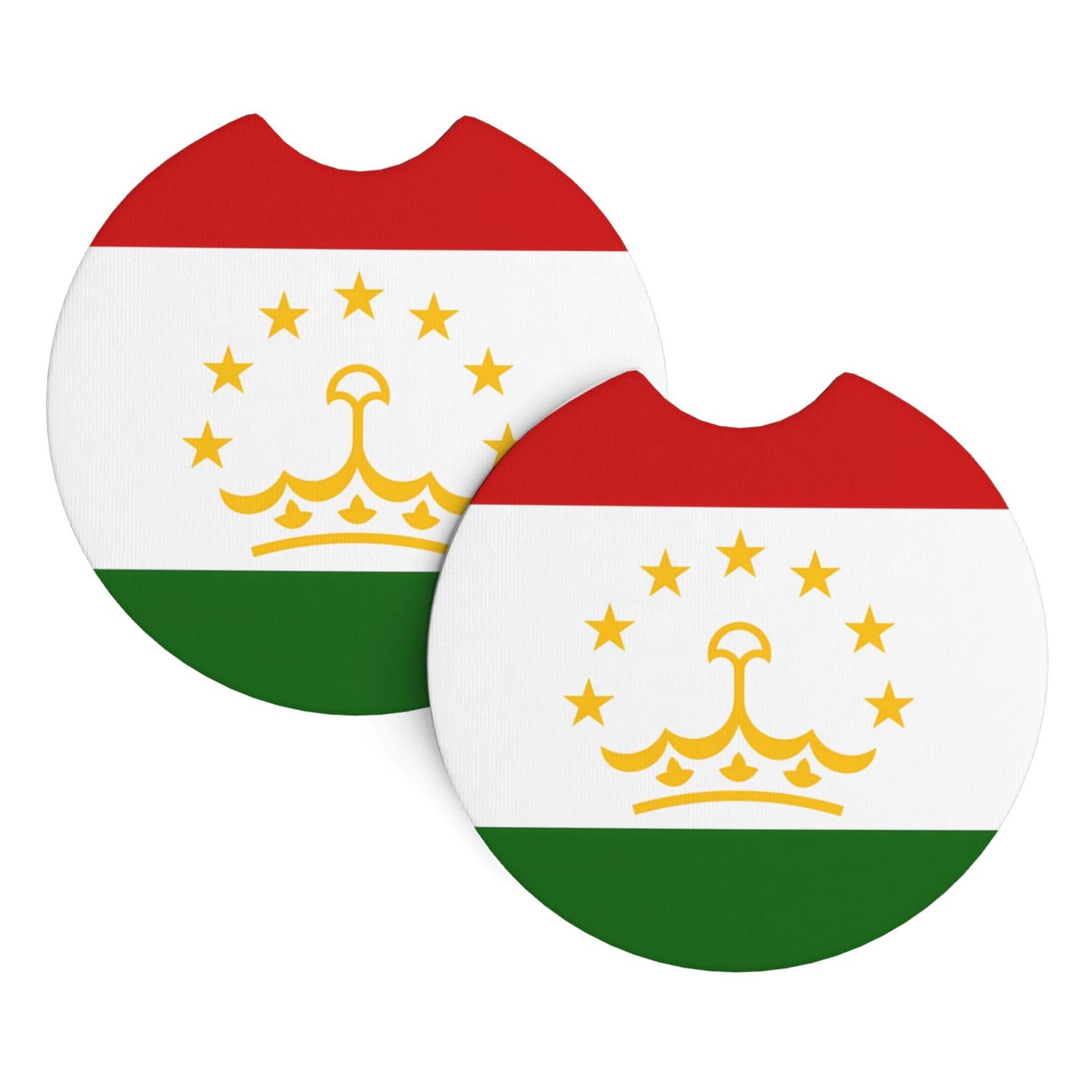 Flag of Tajikistan Car Interior Cup Holder Pad 2 PCS Car Coasters Scratch-resistant Odorless for Most Cars