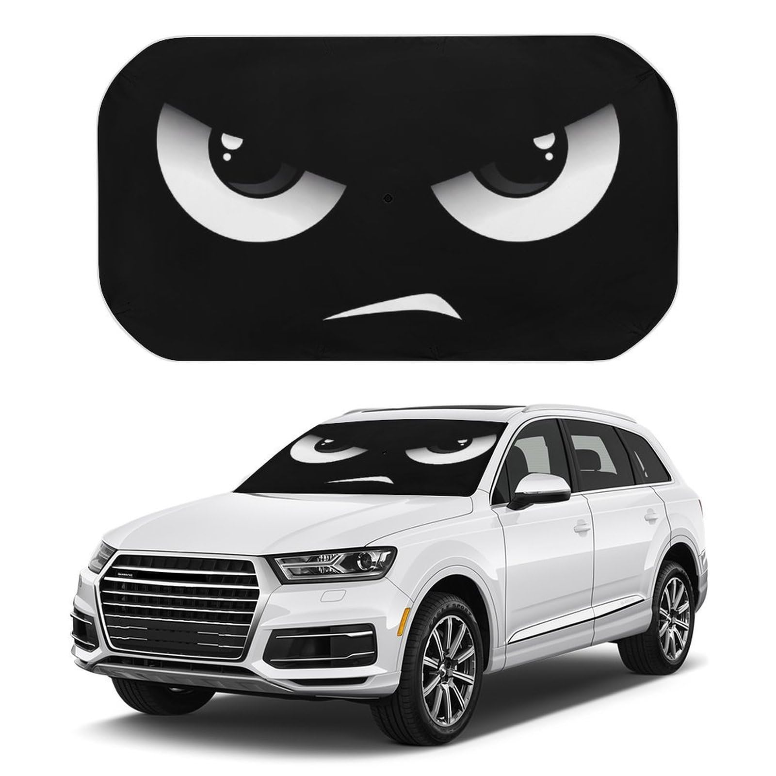 CZLBTFTP Cartoon Eyes Car Windshield Sun Shade Umbrella, Foldable Car Front Windshield Sunshade with Bendable Handle, Windshield Sun Visor for Most