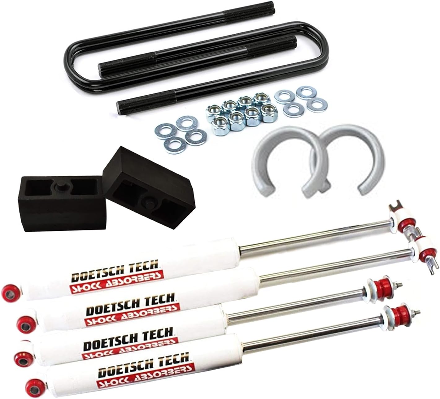RTZ - Compatible with Ford Ranger Pickup Full Lift Kit 3" Front Lift Coil Spring Spacers + Rear 2" Lift Block Kit + Set of Doestch Tech Premium Nitrogen Gas Charged Shocks 6 Cylinder Motor 2WD