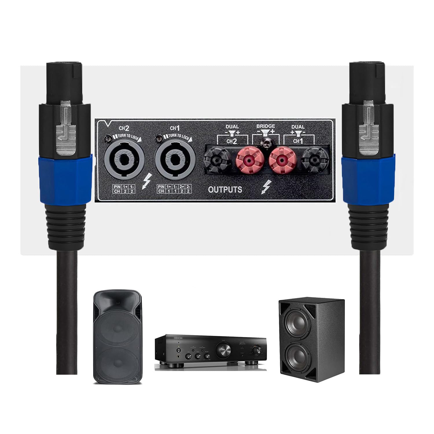 Cavi professionali da SpeakON a SpeakON da 7,6 m, calibro 12, cavi di collegamento per amplificatori DJ/PA, 7,6 m