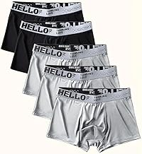 5 Pairs Men's Breathable Ice Boxer Briefs – Comfortable Mid-Waist Underwear with Elastic Waistband – Quick-Drying Fabric